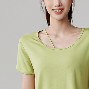 Casual Loose Sports T-shirt Running Breathable Yoga Clothes Top Women's Summer Professional Pilates Training Fitness Short Sleeve