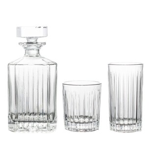 Factory Wholesale Vertical Stripesd Lead-free Crystal Glass Whiskey Wine Bottle Set Foreign Wine Glass Wine Set