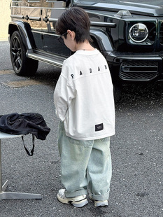 Boys Jeans Spring 2025 New Korean Style Trendy Children's Spring Trousers Boys Handsome Straight Pants Spring and Autumn