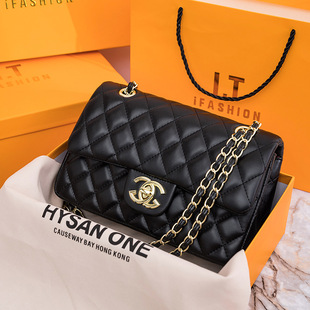 Small fragrant style cf chain bag 2024 new brand name counter genuine goods rhombus shoulder messenger bag ladies real leather bag