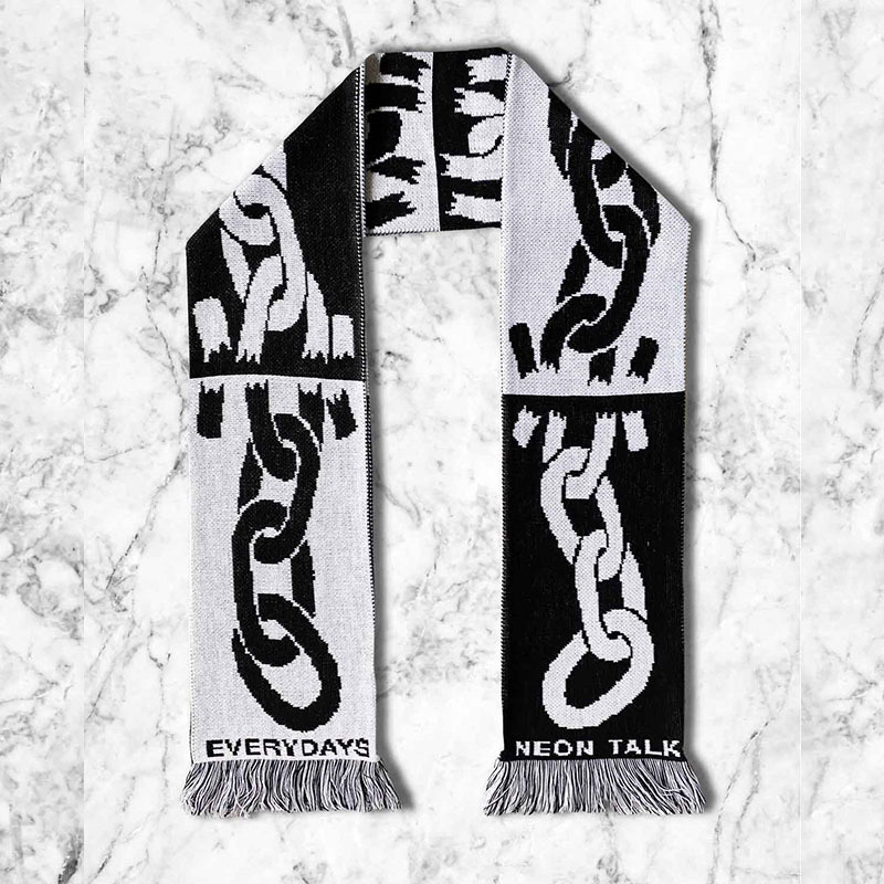 Amazon Foreign Trade Gothic Trendy Cool Chain Jacquard Tassel Knitted Scarf American Fashion Warm Scarf