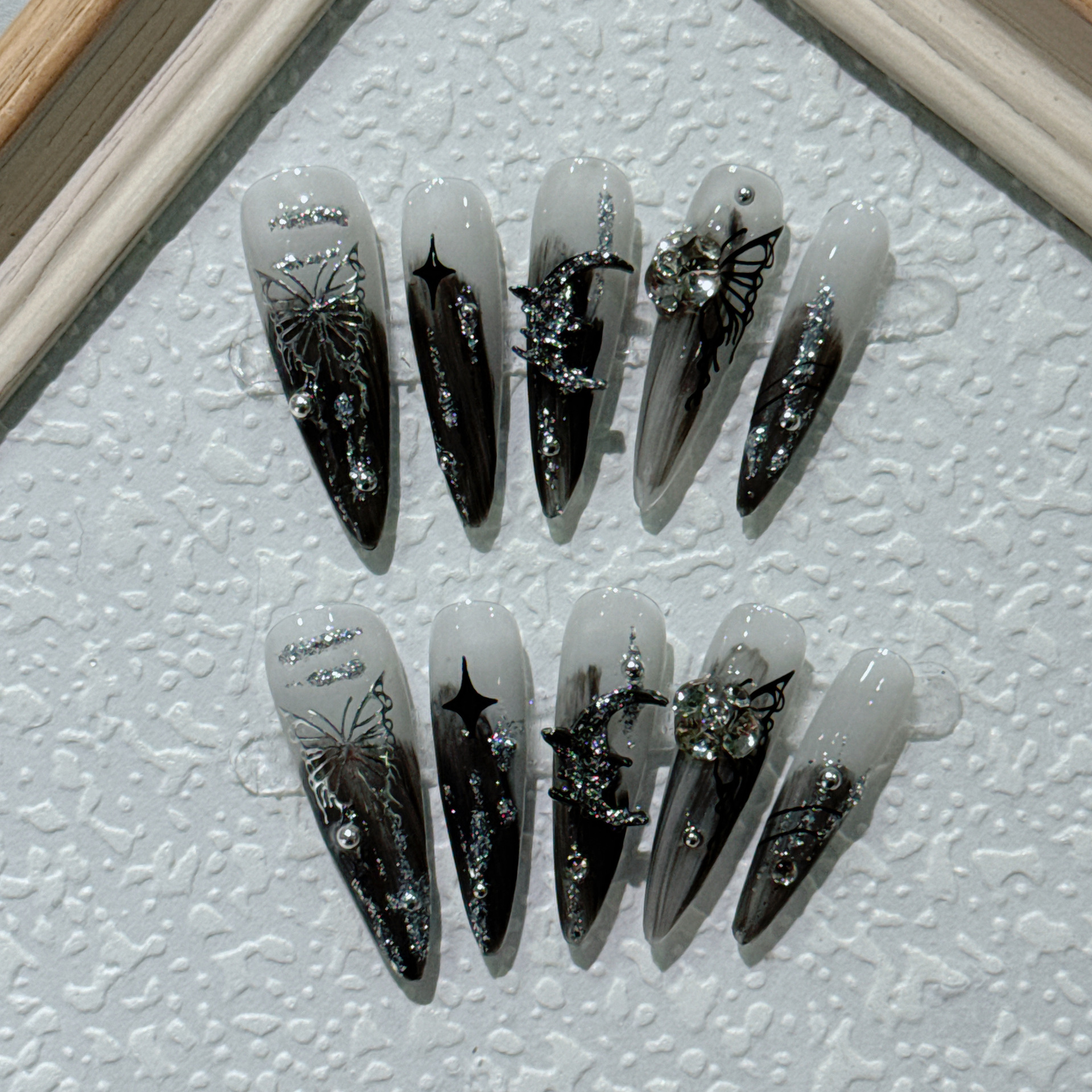 Original Handmade Armor, Metallic Hand-Painted Liquid Butterfly, Dark Style, Blooming, Butterfly, Removable