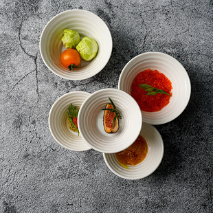 Restaurant Hotel household ceramic rice bowl dipping bowl Nordic pure white personalized ceramic soup bowl dessert Goblet