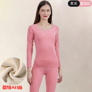 De Rong Thermal Underwear suit New Autumn and Winter Men's Thickened Men's Long Sleeve Anti-bacterial Autumn Clothes Women's Long Pants Not Pilling