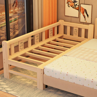 Children's Solid Wood Splicing Bed Baby's Crib Side Widened Bedside Bed Splicing Bed Extra Bed with Guardrail Splicing Big Bed
