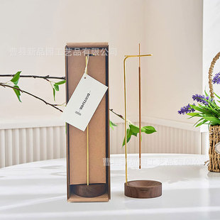 Wooden aromatherapy stove upside down incense device brass incense insert base walnut string incense rack backflow aromatherapy rack wooden incense burner