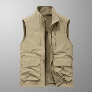 Velvet And Thickeneded Reversible PolAr Fleece Vest for Men Winter WArm WAistcoAt Quick-drying StAnd-up CollAr Vest 6808A