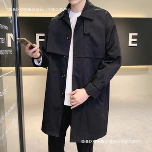 2025 New Spring and Autumn Trenchcoat Men's Mid-length Spring and Autumn Coat Korean Style Trendy Brand Loose Casual Coat