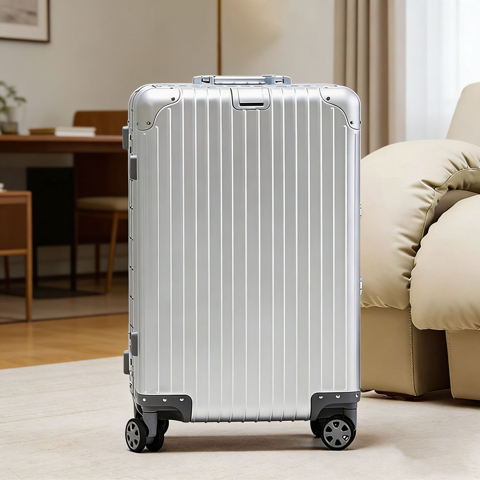 Aluminum-Magnesium Alloy Suitcase for Men, Large Capacity, 29inch Password Lock Trolley Case, 20inch Carry-On Suitcase, Business Suitcase with Universal Wheels, All-Aluminum