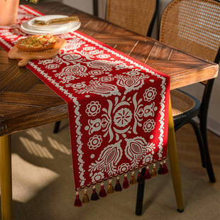 2025 New Year Table Runner Cloth Red Festive Atmosphere Long Dining Table Cloth Tea Table Tea Flag Living Room TV Cabinet Cover Cloth