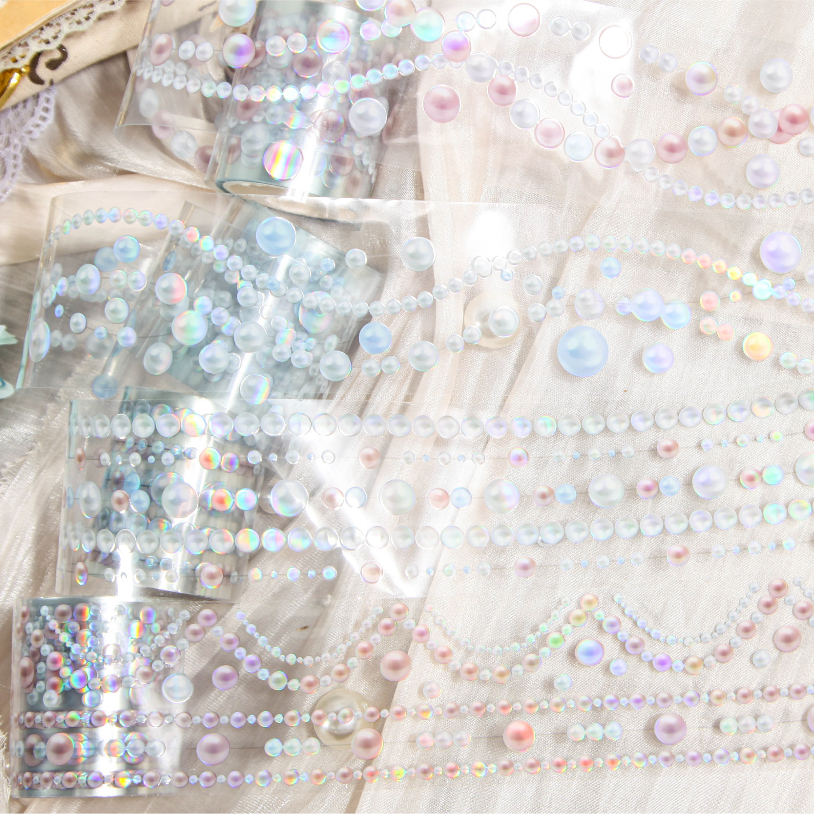 Cross-Border Wholesale of Pearlescent Luxury Laser Tape, DIY Journaling Material Stickers, Creative Tape, Ins-Style