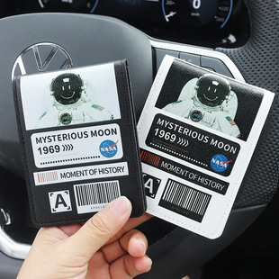 Driver's License Leather Cover Cute Astronaut Cartoon Girl's Creative Personality Driving License Two-in-One Driver's License Cover