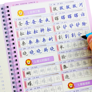 The new version of PEP 5th grade upper and lower volumes Chinese textbooks synchronize new characters with pinyin strokes and practice copybooks with grooves