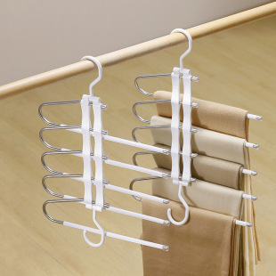 Multifunctional Household Magic Traceless Trouser Clip Wardrobe Storage Hanger Trouser Hanger Folding Trouser Rack Pants Folding Storage