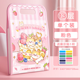 A4 cartoon portable multi-layer folder student subject classification organ bag large capacity test paper holder storage bag