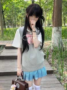 New Japanese College Style Wearing Sweater Knitwear Vest Simple Sweet Style Stacked Top suit for School