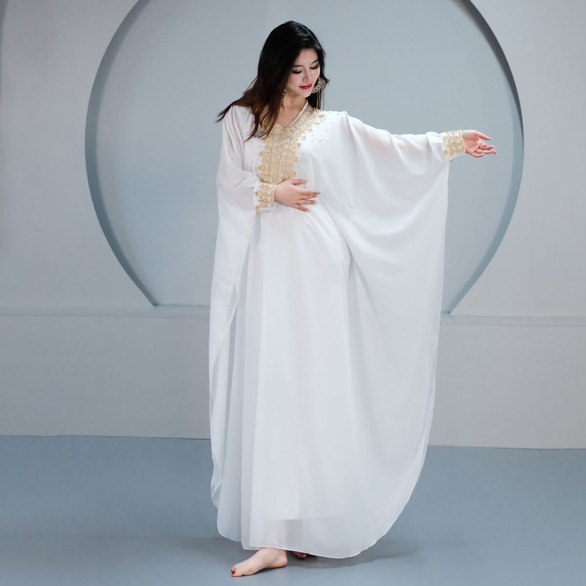 Dancer's New Belly Dance Persian Gulf Hair Dance Khaleegy Robe Competition Performance Costume 910