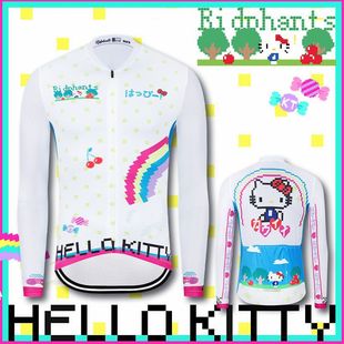 Blue and White KT Autumn and Winter Riding Suit Thin and Fleece Long Sleeve Men's and Women's Bicycle Suit Bicycle Warm