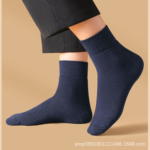 Men's Terry socks autumn and winter socks with wool plus velvet padded cold warm stockings solid color socks