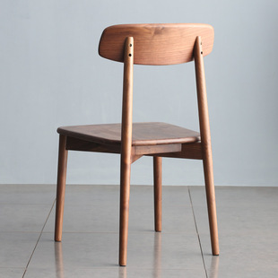 Nordic Solid Wood Black Walnut Dining Chair Arc Backrest Leisure Chair North American Cherry Wood Desk Chair Japanese Style Home Chair