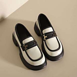 Retro British style small leather shoes women's 2025 autumn new muffin thick-soled loafers increased jk soft-soled single-layer shoes