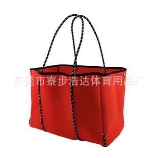 2022 Spring New Diving Material Pressed Hole Breathable Beach Bag Shopping Bag Casual Fashion Travel Bag