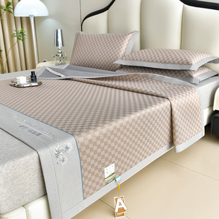 Class a summer mat cool feeling ice silk mat machine washable folding mat three-piece set ice rattan bed sheet bed hat soft mat