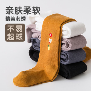 Autumn and Winter New Children's Leggings Korean Stretch Combed Cotton Cartoon Animal Embroidered Girls Autumn Pantyhose