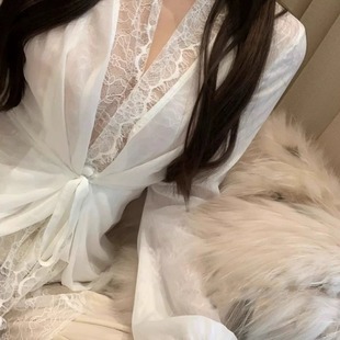 Good morning Fan Fan atmosphere with scarf stand-cut thin tweed short coat lace chiffon multi-cut shirt women's spring