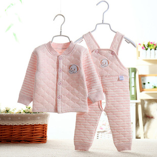 New Baby Strap Two-Piece Three-Layer Warm Spring and Autumn Thickened Open-Style Baby Underwear suit