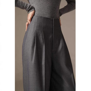 2024 Autumn and Winter Trousers Trousers Sanding Bottom Ironing-free Elegant Stand-up High Waist Wide Leg Pants Exlonged Pants New Women