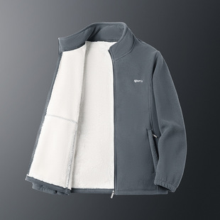 [Cui Wanzhi recommend] fleece padded stand collar sweater lovers Joker jacket men and women with velvet jacket