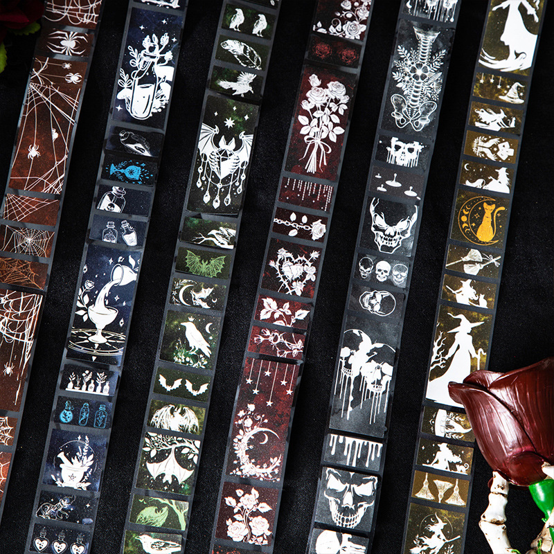 Beautiful Day Synthetic Paper Tape, Dusk to Dawn Series, 6 Vintage Gothic Theme Journaling Materials to Choose from