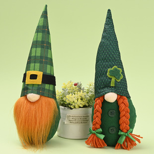 Hangqing New Green Leaf Festival Decorative Products St. Patrick's Day Doll Decorations Green Dwarf Small Doll Decorations