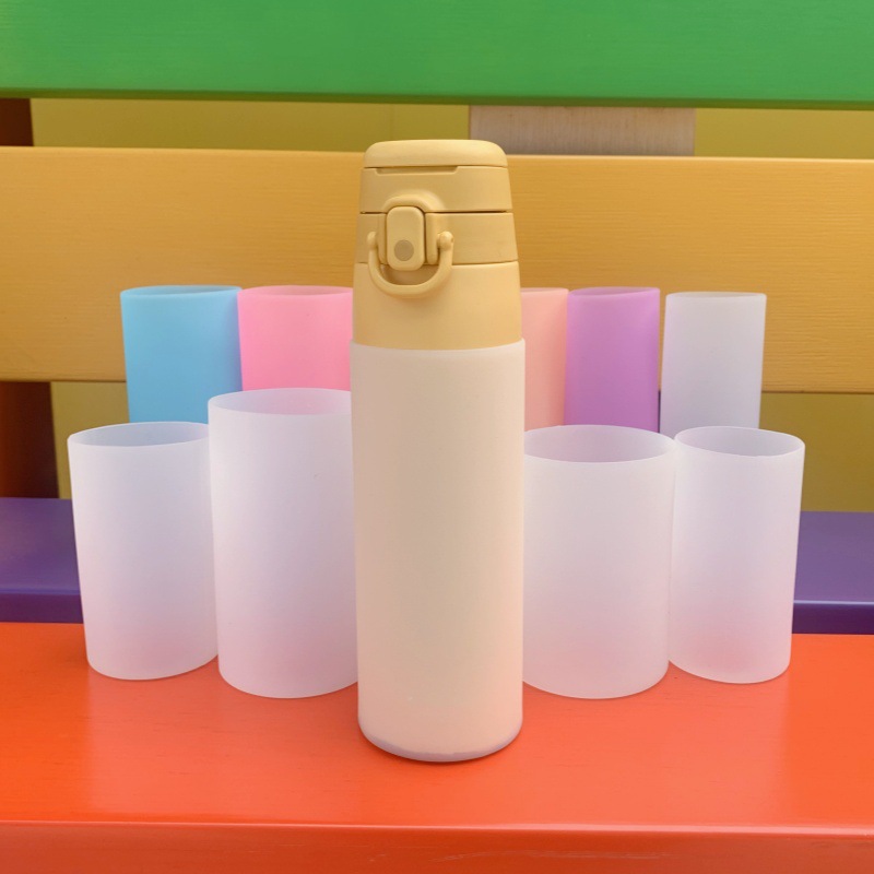 7.5cm 실리콘 컵커버, 보온컵 패드, 학생용 물병 보호커버, 낙하방지, 화상방지, 빨대컵, 내마모성, 해외배송