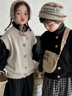 Jiaye Children Pin 2024 Детские весенние шерстяные кардиганы для мужчин и женщин Baby Mori Ретро Жилет Топ