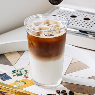 ins Internet Celebrity Cafe American Cold Extract Ice Latte Coffee Cup Beverage Juice Cup Cold Drink Cup Simple Glass