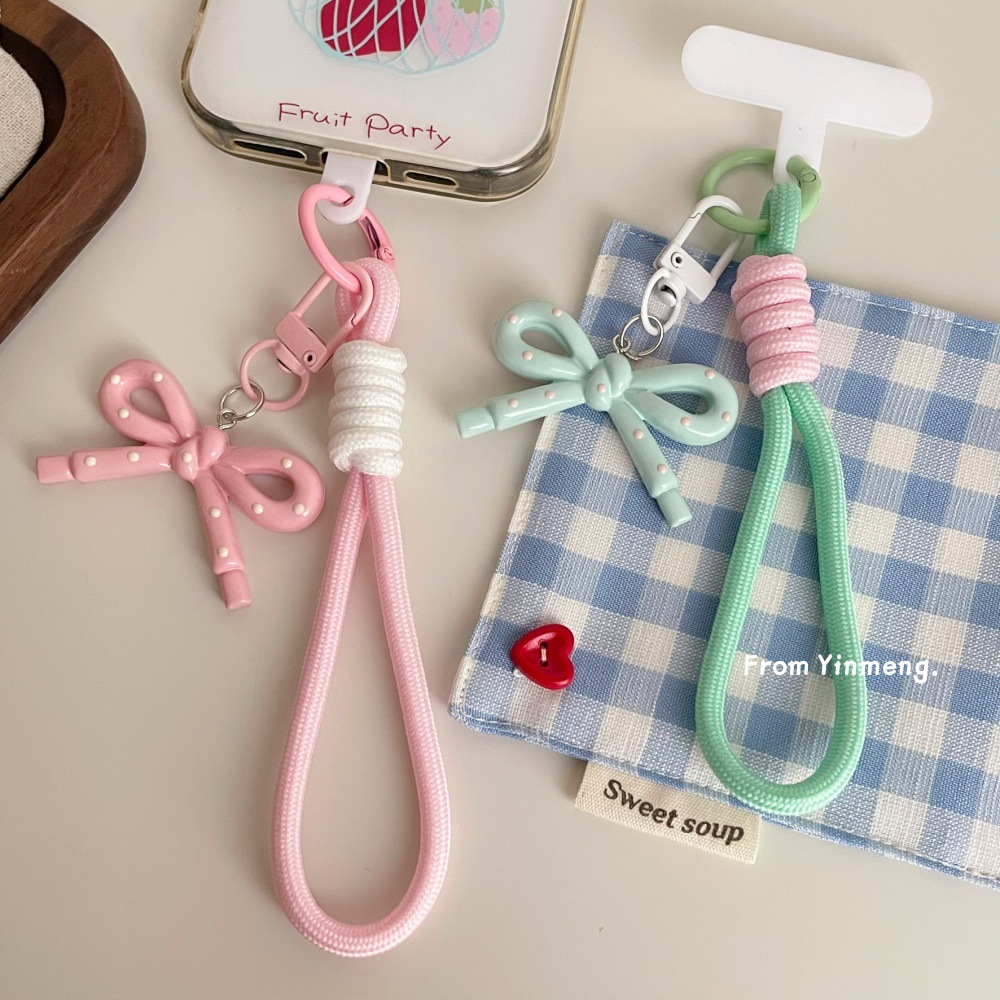Minimalist Niche Phone Lanyard in Macaron Colors, Woven Chain Short Pendant Keychain DIY Earphone Strap