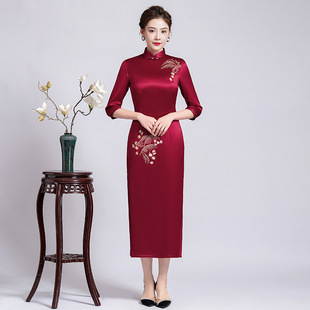 Mom Wedding Dress Cheongsam High-end Dress Hi-mom 2023 New Young Hi-mom Wedding Dress Skirt Autumn