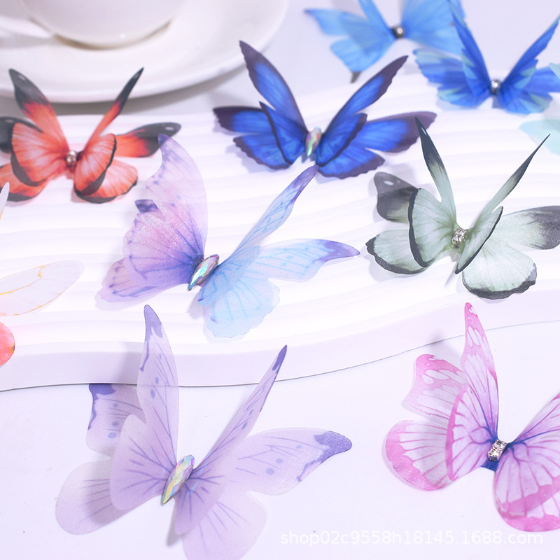 6-8cm Double-Layer Stereo Tulle Butterfly Handmade DIY Curtain Pin Jewelry Accessories Ancient Han Dynasty Hairpin Material