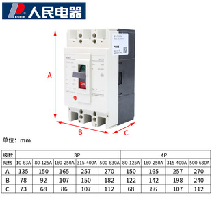 People's Electric RDM1-160L/3300-250L Molded Case Circuit Breaker 63A160A180A400A250A800A