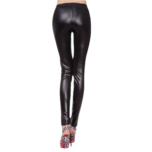Spring and Autumn Lace Leather Pants Sexy Side Rivet Slim-Fit Slim Pants Women's Nine-point Leggings Factory Outlet