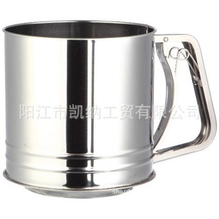 Large manual cup flour sieve flour sieve Cup stainless steel hand pressure flour sieve sugar powder sieve baking