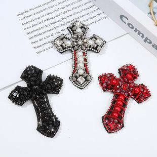 Europe and the United States handmade beads cross three-dimensional cloth stickers clothing accessories decorative shoes and hats clothing accessories manufacturers wholesale
