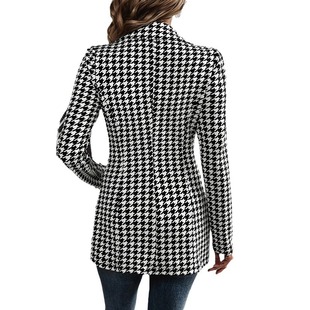 Amazon independent station AliExpress European and American lapel houndstooth fashion elegant slim small suit jacket 2025 spring