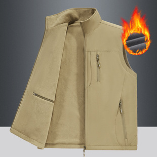 New Style Men's Fleece Vest with Vertical Collar for Autumn and Winter Outdoor Casual Vest Jacket Double-sided Wear fleece-lined Thickened Anti-wear