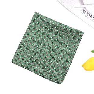 In stock retro small flower men's suit pocket towel business banquet printed polyester silk scarf small square scarf wholesale