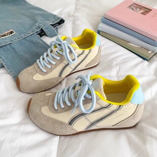 Desun Shoes Women's 2025 Early Spring New Genuine Leather Color Matching All-match sneaker Flat Lightweight Casual Shoes Forrest Gump Shoes