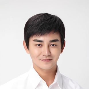 Wig Men's summer short hair real hair real hair full head cover Korean style handsome invisible seamless natural Men's wig