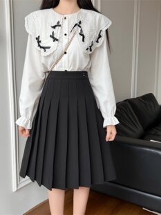 New Autumn and Winter Mid-Length High-Waisted Pleated Skirt, Anti-Exposure, Slimming Look, Cover-Up Long Skirt, Pure Color Large Hem A-Line Skirt